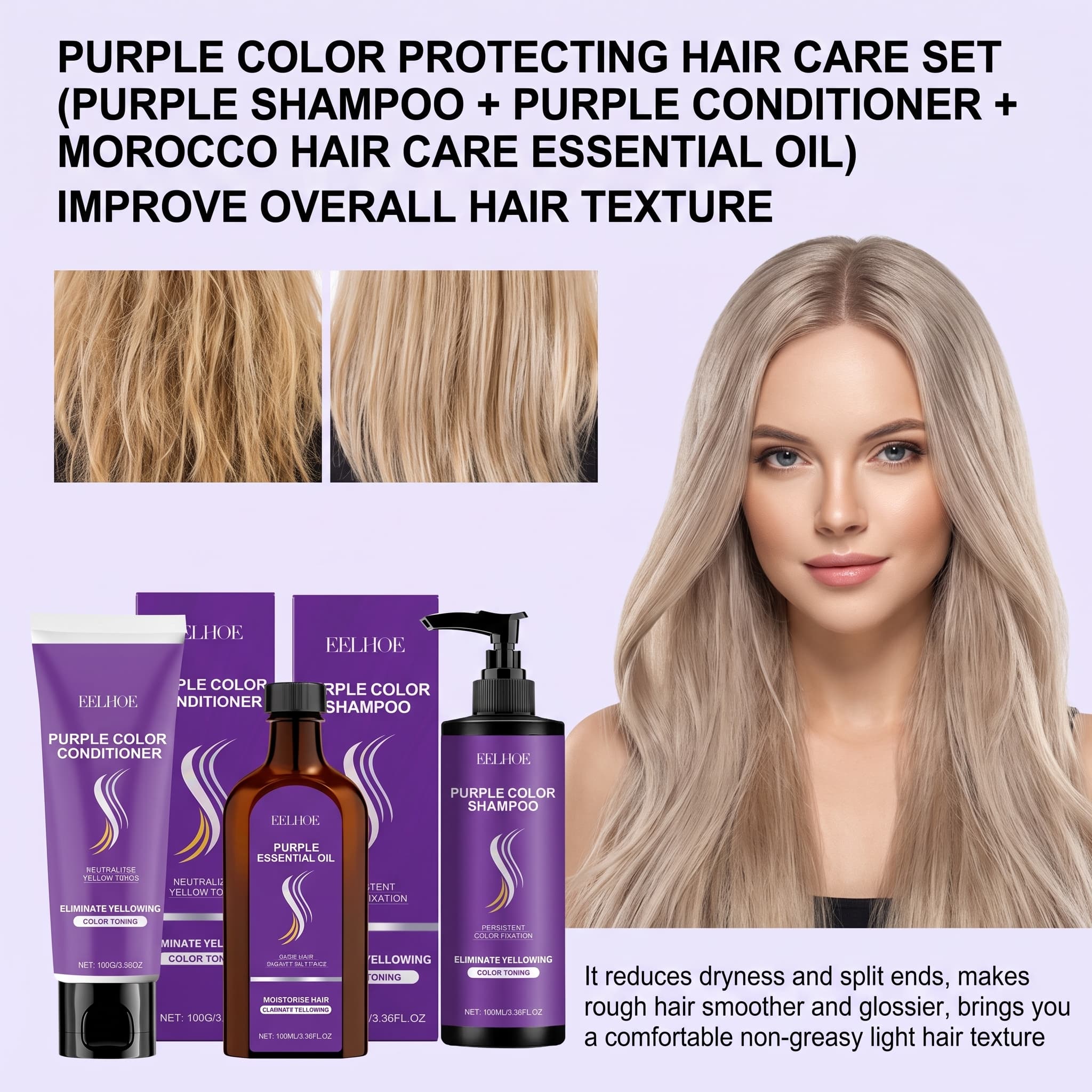 Purple Shampoo Set With Condit - огляд і ціна Hair Care Serum