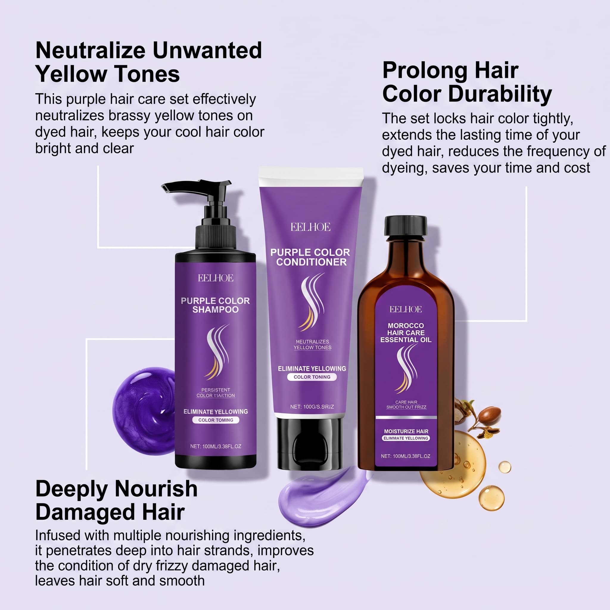 Purple Shampoo Set With Condit - огляд і ціна Hair Care Serum