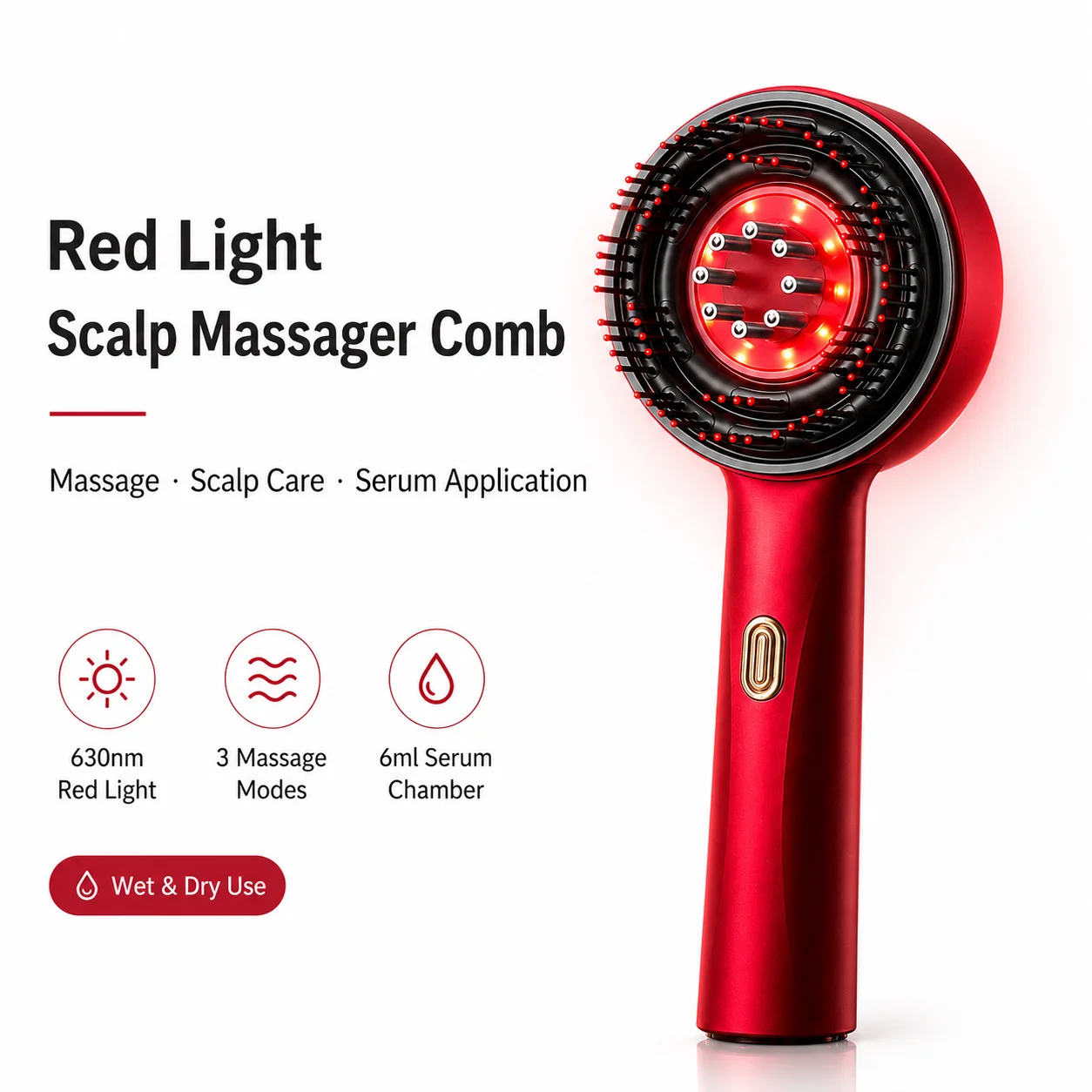 Red Light Scalp Massager Comb  - огляд і ціна Hair Care Serum