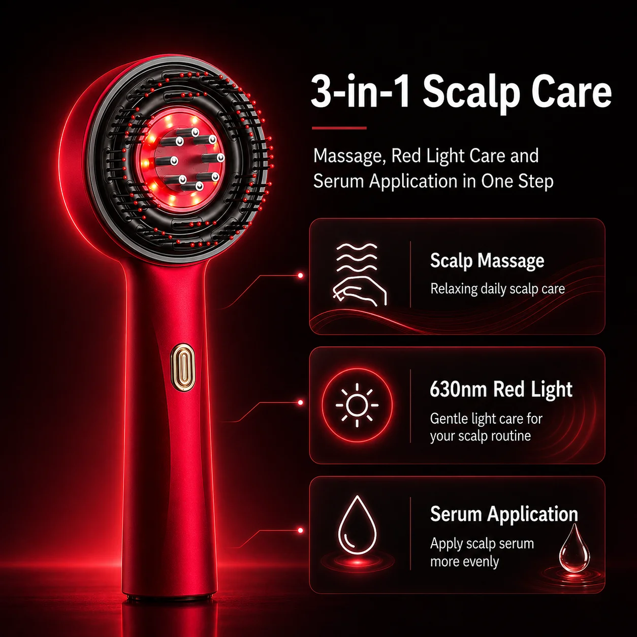 Red Light Scalp Massager Comb  - огляд і ціна Hair Care Serum