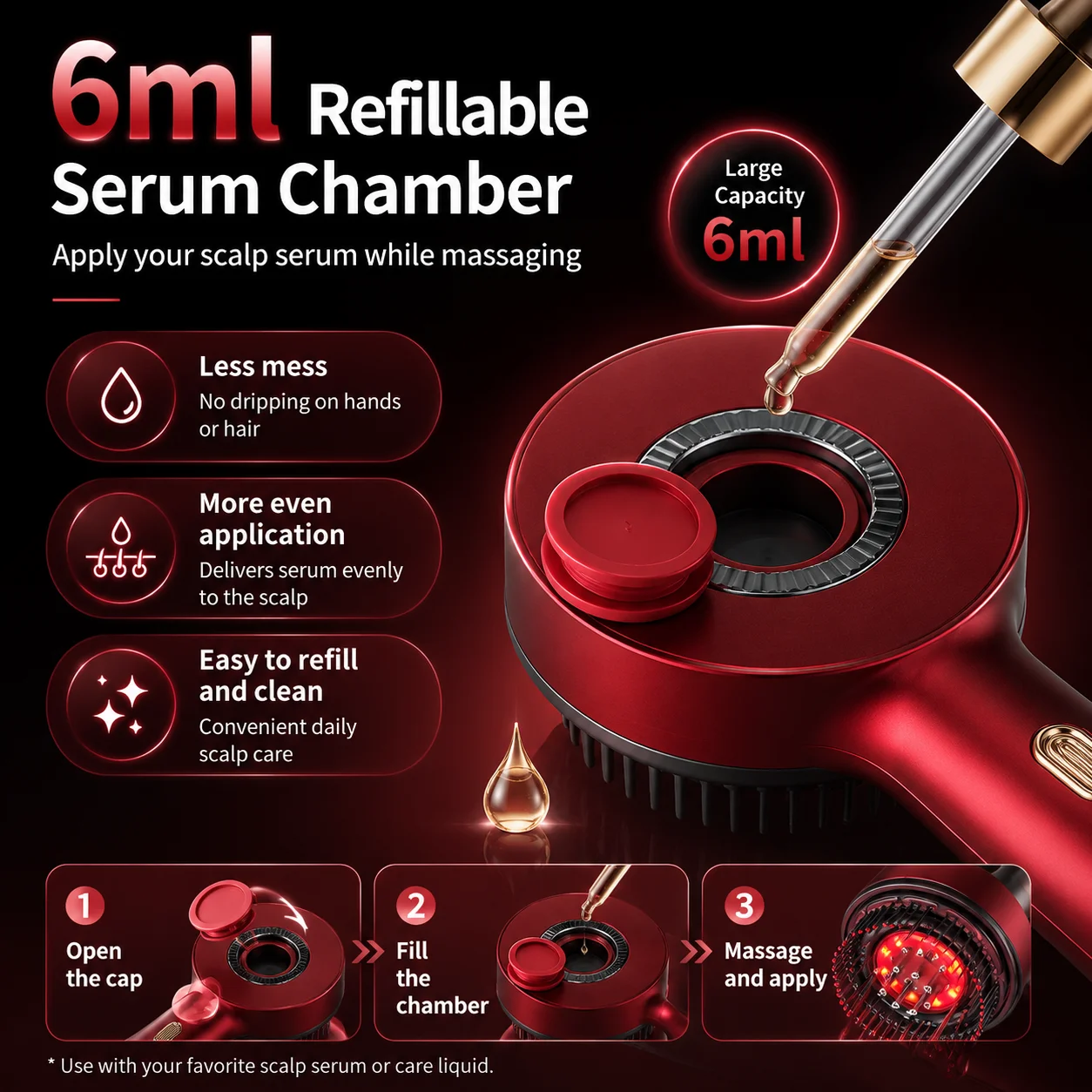 Red Light Scalp Massager Comb  - огляд і ціна Hair Care Serum